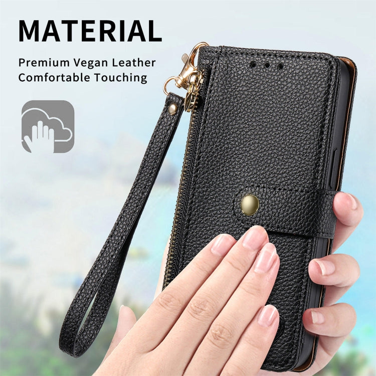 For Xiaomi Redmi A3 4G Love Zipper Lanyard Leather Phone Case(Black) - Xiaomi Cases by buy2fix | Online Shopping UK | buy2fix