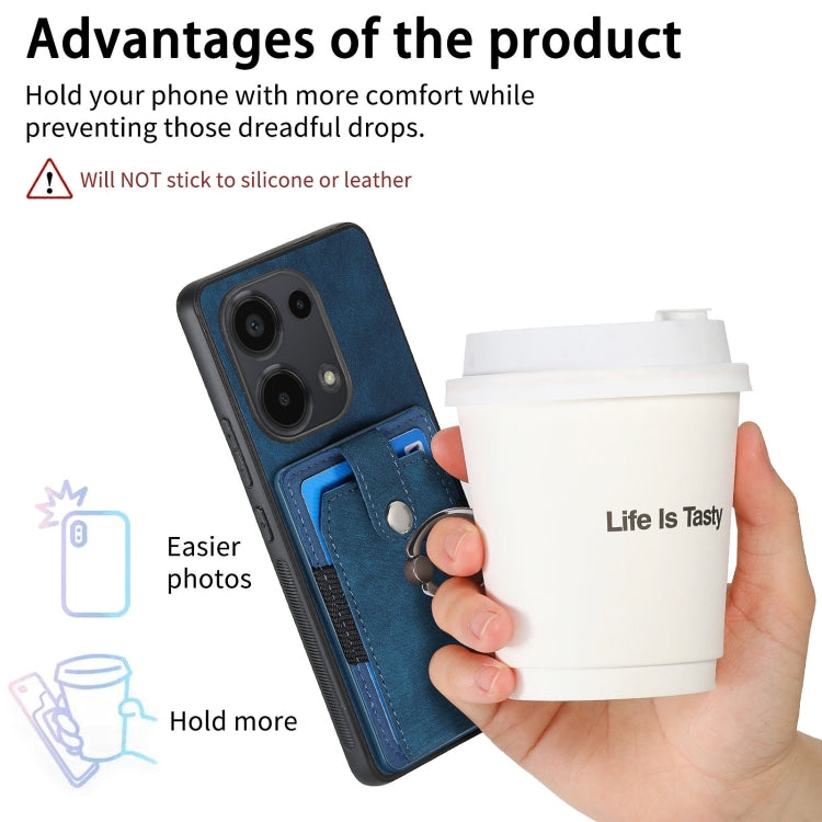 For Xiaomi Redmi Note 13 Pro 4G Retro Skin-feel Ring Card Wallet Phone Case(Blue) - Note 13 Pro Cases by buy2fix | Online Shopping UK | buy2fix