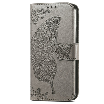 For Xiaomi Redmi K70 Butterfly Love Flower Embossed Leather Phone Case(Grey) - K70 Cases by buy2fix | Online Shopping UK | buy2fix