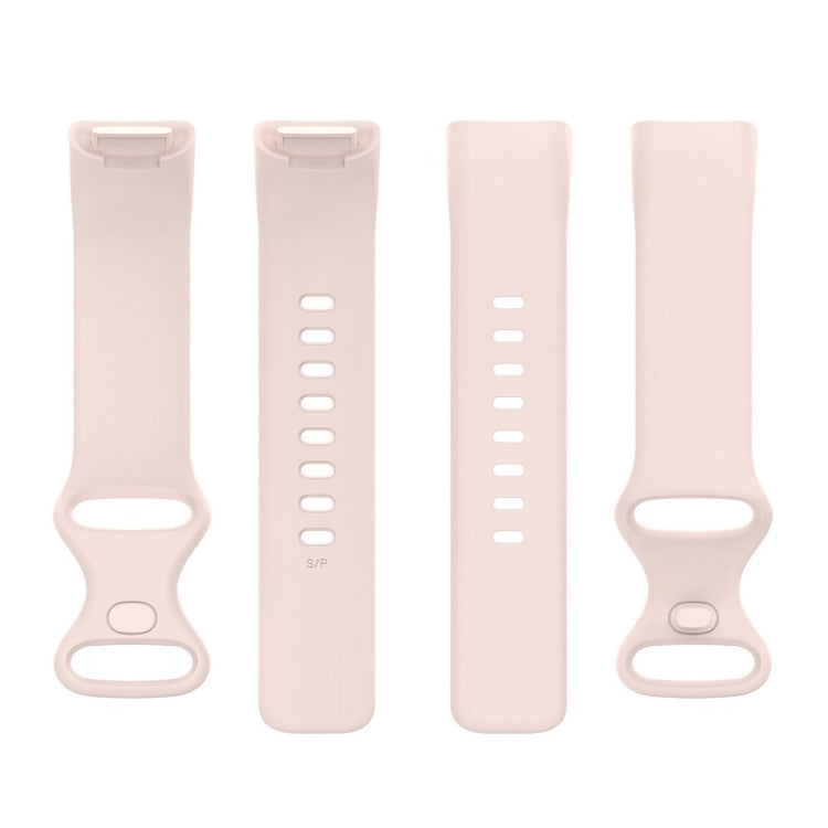 For Fitbit Charge 6 Solid Color Butterfly Buckle Silicone Watch Band, Size:S Size(Light Pink) - Watch Bands by buy2fix | Online Shopping UK | buy2fix
