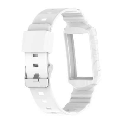 For Fitbit Charge 6 / 5 / 4 / 3 Armor Integrated TPU Watch Band(White) - Watch Bands by buy2fix | Online Shopping UK | buy2fix