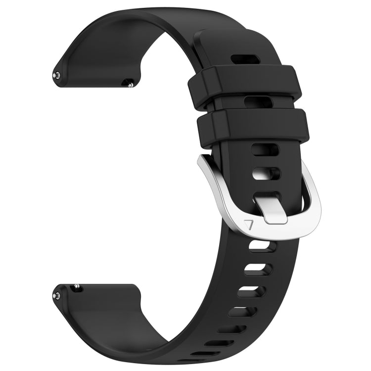 For Garmin Venu / Venu SQ Liquid Glossy Silver Buckle Silicone Watch Band(Black) - Watch Bands by buy2fix | Online Shopping UK | buy2fix