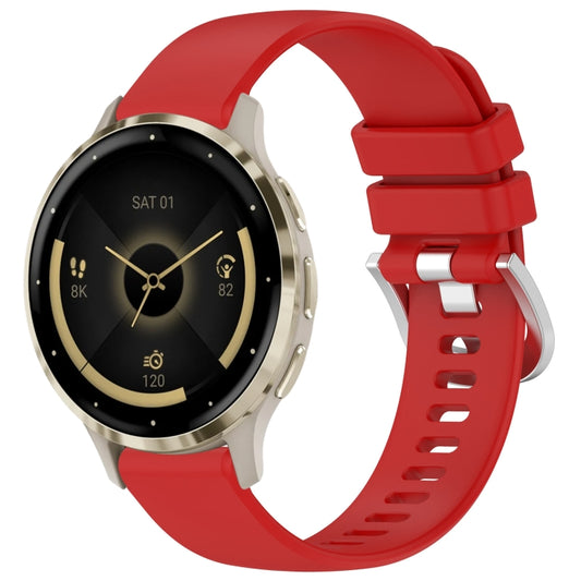 For Garmin Venu 3S Liquid Glossy Silver Buckle Silicone Watch Band(Red) - Watch Bands by buy2fix | Online Shopping UK | buy2fix