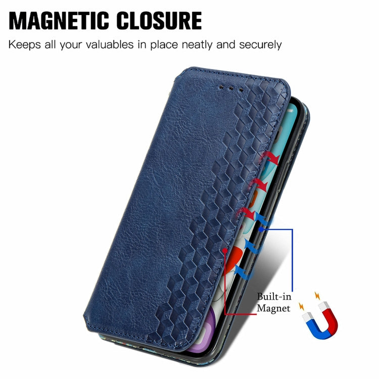 For OnePlus 12 Cubic Grid Pressed Magnetic Leather Phone Case(Blue) - OnePlus Cases by buy2fix | Online Shopping UK | buy2fix