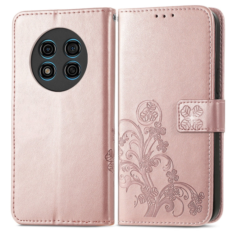 For Ulefone Note 15 Four-leaf Clasp Embossed Buckle Leather Phone Case(Rose Gold) - Ulefone Cases by buy2fix | Online Shopping UK | buy2fix