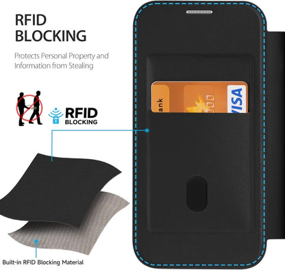 For iPhone 16 RFID Blocking Adsorption Flip MagSafe Leather Phone Case(Blue) - iPhone 16 Cases by buy2fix | Online Shopping UK | buy2fix