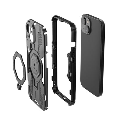 For iPhone 15 MagSafe Supersonic Armor Holder PC Hybrid TPU Phone Case(Black) - iPhone 15 Cases by buy2fix | Online Shopping UK | buy2fix