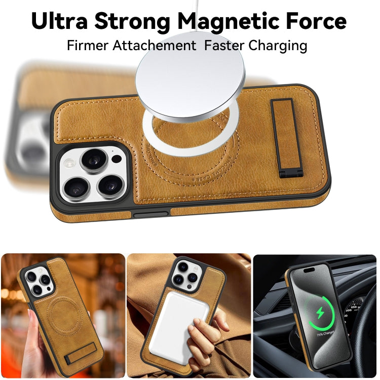 For iPhone 11 Pro Max Multi-function Holder MagSafe PU Phone Case(Rose Gold) - iPhone 11 Pro Max Cases by buy2fix | Online Shopping UK | buy2fix