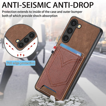 For Samsung Galaxy S25 Ultra 5G Denim Texture Leather Skin Phone Case with Card Slot(Brown) - Galaxy S25 Ultra 5G Cases by buy2fix | Online Shopping UK | buy2fix