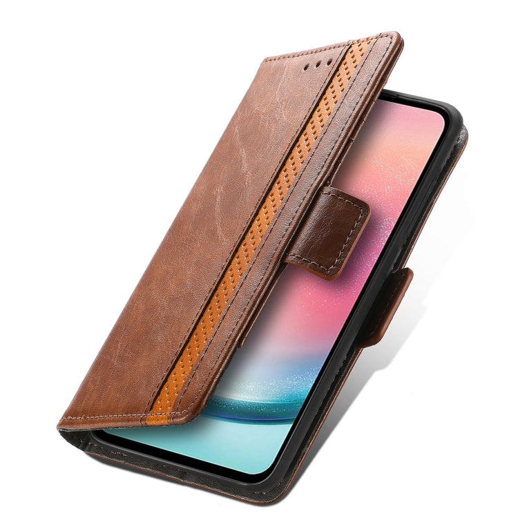 For Samsung Galaxy S25 5G CaseNeo Splicing Dual Magnetic Buckle Leather Phone Case(Brown) - Galaxy S25 5G Cases by CaseNeo | Online Shopping UK | buy2fix