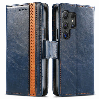 For Samsung Galaxy S25 Ultra 5G CaseNeo Splicing Dual Magnetic Buckle Leather Phone Case(Blue) - Galaxy S25 Ultra 5G Cases by CaseNeo | Online Shopping UK | buy2fix