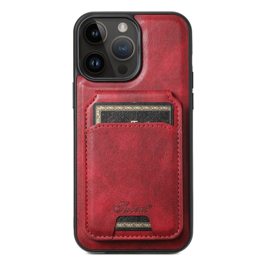 For iPhone 13 Pro Max Suteni H15 MagSafe Oil Eax Leather Detachable Wallet Back Phone Case(Red) - iPhone 13 Pro Max Cases by Suteni | Online Shopping UK | buy2fix