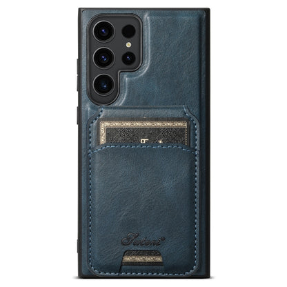 For Samsung Galaxy S24 Ultra 5G Suteni H15  Oil Eax Leather Detachable Wallet Back Phone Case(Blue) - Galaxy S24 Ultra 5G Cases by Suteni | Online Shopping UK | buy2fix