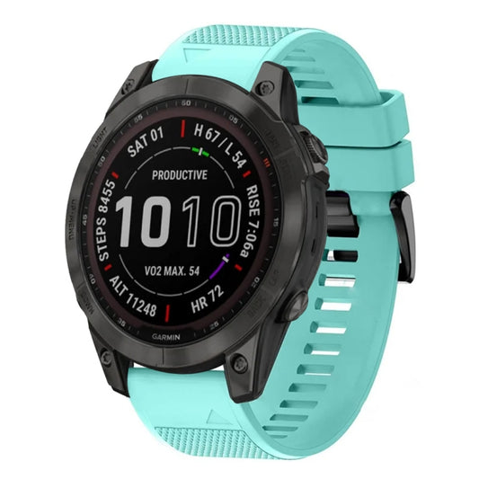 For Garmin Fenix 7 Sapphire Solar 22mm Quick Release Silicone Watch Band(Mint Green) - Watch Bands by buy2fix | Online Shopping UK | buy2fix