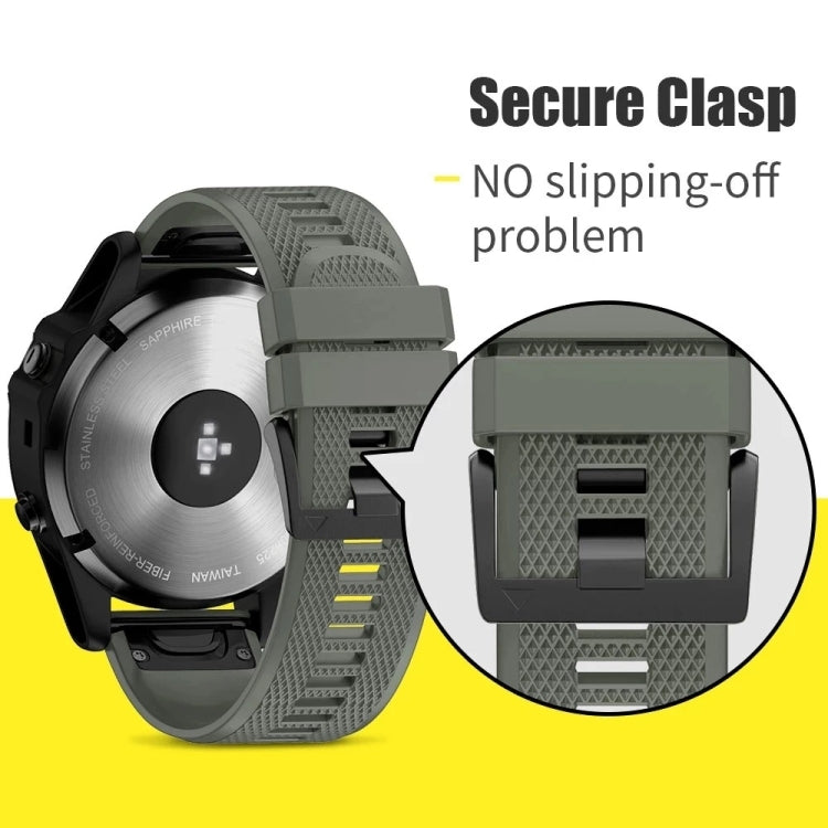 For Garmin Fenix 6 Pro 22mm Quick Release Silicone Watch Band(Army Green) - Watch Bands by buy2fix | Online Shopping UK | buy2fix
