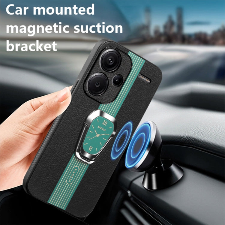 For Xiaomi Redmi Note 13 Pro+ Magnetic Litchi Leather Back Phone Case with Holder(Green) - Note 13 Pro+ Cases by buy2fix | Online Shopping UK | buy2fix