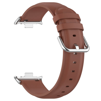 For Redmi Watch 4 Round Tail Top Layer Leather Watch Band(Brown) - Watch Bands by buy2fix | Online Shopping UK | buy2fix