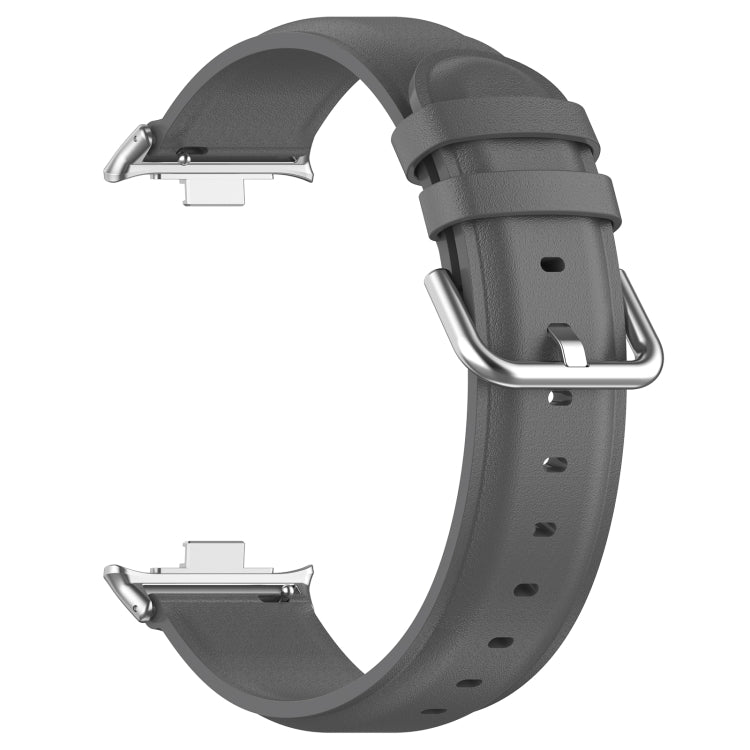 For Xiaomi Mi Band 8 Pro Round Tail Top Layer Leather Watch Band(Gray) - Watch Bands by buy2fix | Online Shopping UK | buy2fix