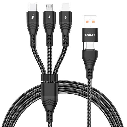 ENKAY 6-in-1 5A USB / Type-C to Type-C / 8 Pin / Micro USB Multifunction Fast Charging Cable, Cable Length:1m(Black) - Multifunction Cable by ENKAY | Online Shopping UK | buy2fix