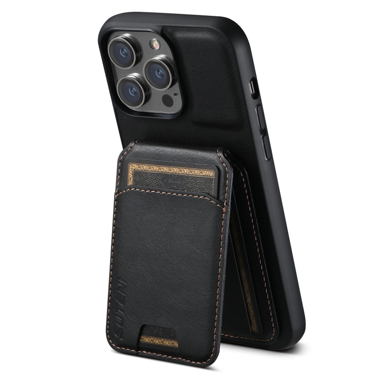 For iPhone 15 Pro Max Suteni H02 Leather Wallet Stand Back Phone Case(Black) - iPhone 15 Pro Max Cases by Suteni | Online Shopping UK | buy2fix