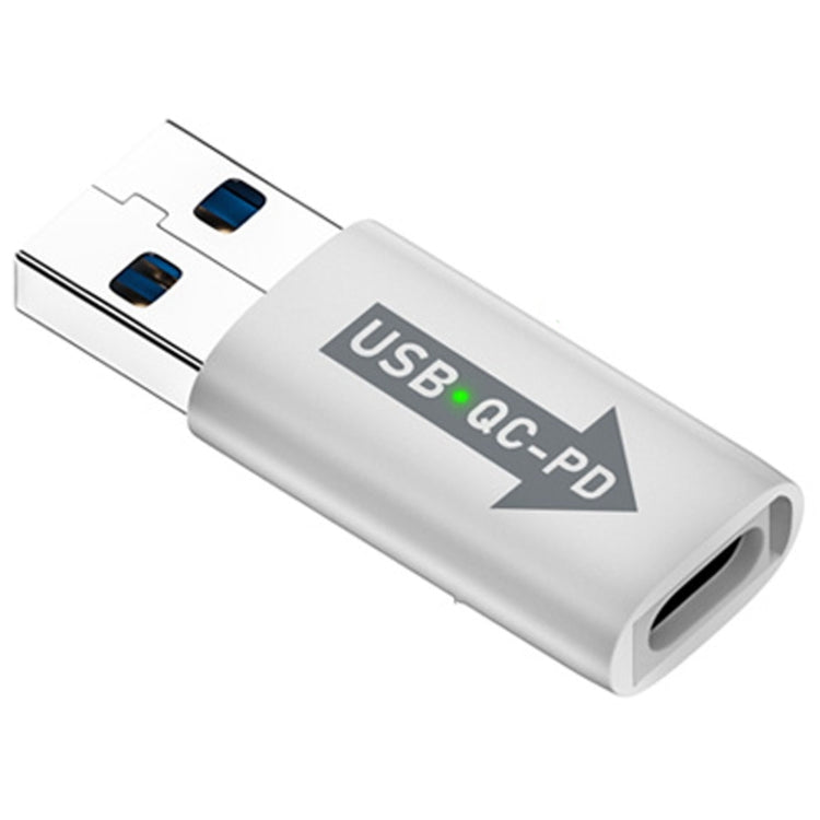 USB-A  Male QC3.1 to Type-C Female PD 10Gbps Converter Adapter, Model:White with Indicator Light - Cable & Adapters by buy2fix | Online Shopping UK | buy2fix