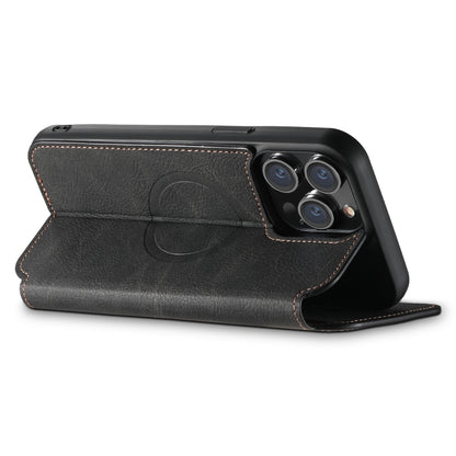 For iPhone 15 Pro Suteni J06 Retro Matte Litchi Texture Leather Magnetic Magsafe Phone Case(Black) - iPhone 15 Pro Cases by Suteni | Online Shopping UK | buy2fix