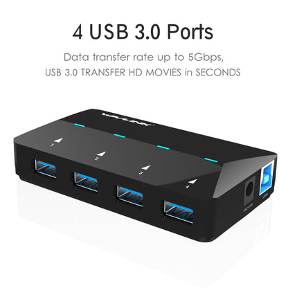 WAVLINK WL-UH3042P1 2.4A Fast Charging Adapter for Keyboard Mouse 4-Port USB3.0 HUB(US Plug) - USB 3.0 HUB by WAVLINK | Online Shopping UK | buy2fix