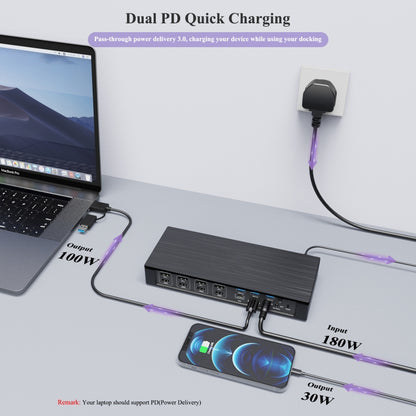 WAVLINK UG69PD10 1 to 4 Screens 4K/5K AV Transfer USB-C to HD Type-C Docking Station Hub, Plug:UK Plug - USB HUB by WAVLINK | Online Shopping UK | buy2fix