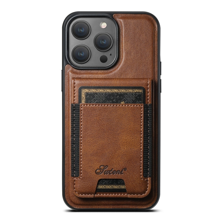 For iPhone 13 Pro Max Suteni H17 Oil Eax Leather MagSafe Detachable Wallet Phone Case(Brown) - iPhone 13 Pro Max Cases by Suteni | Online Shopping UK | buy2fix