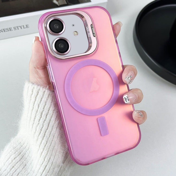 For iPhone 11 MagSafe Lens Holder PC Hybrid TPU Phone Case(Pink) - iPhone 11 Cases by buy2fix | Online Shopping UK | buy2fix