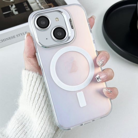 For iPhone 15 Plus MagSafe Lens Holder PC Hybrid TPU Phone Case(White) - iPhone 15 Plus Cases by buy2fix | Online Shopping UK | buy2fix