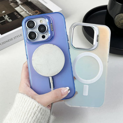 For iPhone 15 Plus MagSafe Lens Holder PC Hybrid TPU Phone Case(White) - iPhone 15 Plus Cases by buy2fix | Online Shopping UK | buy2fix