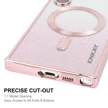 For Samsung Galaxy S24 Ultra 5G ENKAY Hat-Prince Magnetic Glitter Plated TPU Phone Case with Lens Film(Silver) - Galaxy Phone Cases by ENKAY | Online Shopping UK | buy2fix