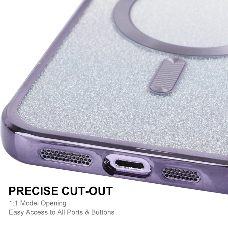 For iPhone 15 Pro Max ENKAY Hat-Prince Magnetic Glitter Plated Shockproof Phone Case with Lens Film(Purple) - iPhone 15 Pro Max Cases by ENKAY | Online Shopping UK | buy2fix