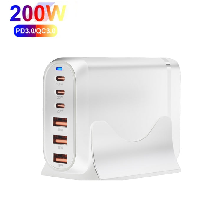 GaN PD100W Type-C x 3 + USB x 3 Multi Port Laptop Adapter, White, Plug Size:US Plug - Universal Power Adapter by buy2fix | Online Shopping UK | buy2fix
