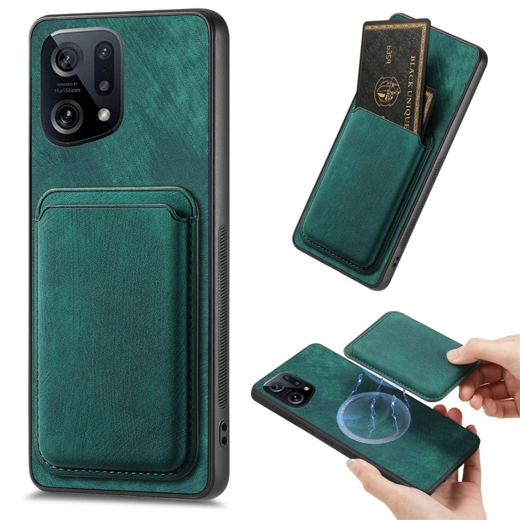 For OPPO Find X5 Retro Leather Card Bag Magnetic Phone Case(Green) - OPPO Cases by buy2fix | Online Shopping UK | buy2fix