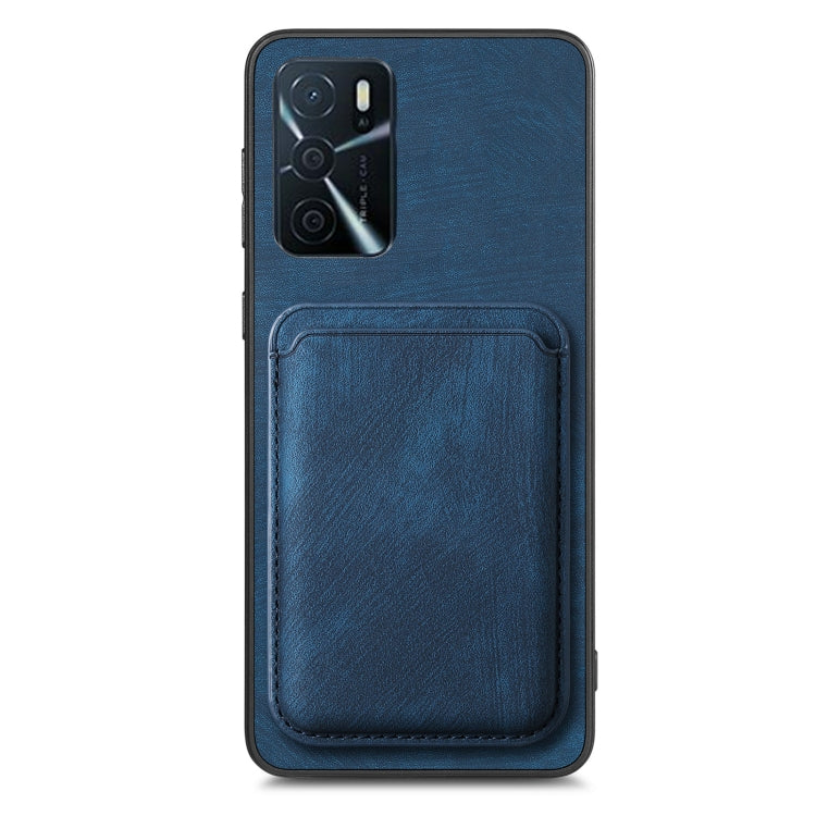 For OPPO Reno6 5G Retro Leather Card Bag Magnetic Phone Case(Blue) - OPPO Cases by buy2fix | Online Shopping UK | buy2fix