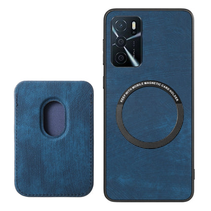 For OPPO Reno6 5G Retro Leather Card Bag Magnetic Phone Case(Blue) - OPPO Cases by buy2fix | Online Shopping UK | buy2fix