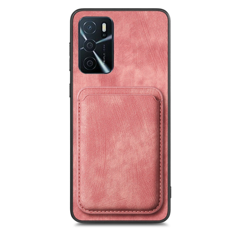 For OPPO Reno6 5G Retro Leather Card Bag Magnetic Phone Case(Pink) - OPPO Cases by buy2fix | Online Shopping UK | buy2fix