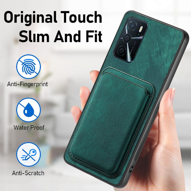 For OPPO Reno6 Pro 5G Retro Leather Card Bag Magnetic Phone Case(Green) - OPPO Cases by buy2fix | Online Shopping UK | buy2fix