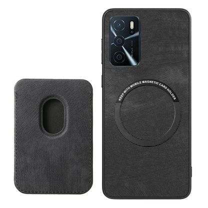 For OPPO Reno6 Pro 5G Retro Leather Card Bag Magnetic Phone Case(Black) - OPPO Cases by buy2fix | Online Shopping UK | buy2fix