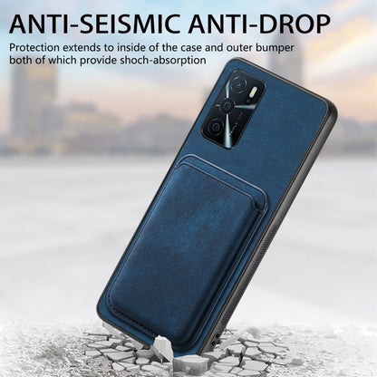 For OPPO A15 Retro Leather Card Bag Magnetic Phone Case(Blue) - OPPO Cases by buy2fix | Online Shopping UK | buy2fix