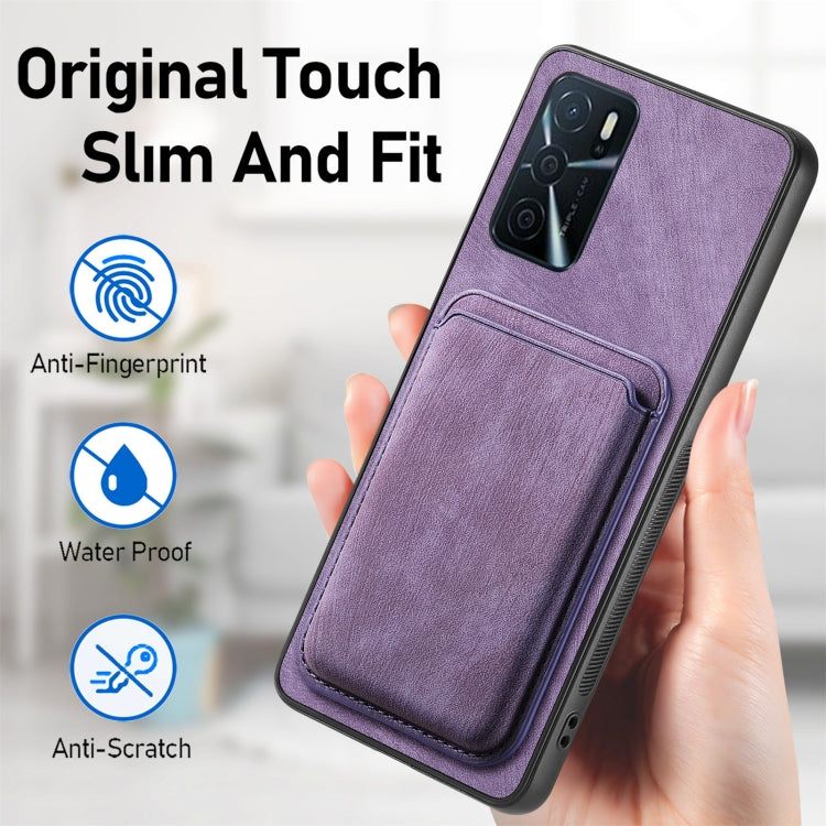 For OPPO A93 5G/A74 5G/A54 5G Retro Leather Card Bag Magnetic Phone Case(Purple) - OPPO Cases by buy2fix | Online Shopping UK | buy2fix