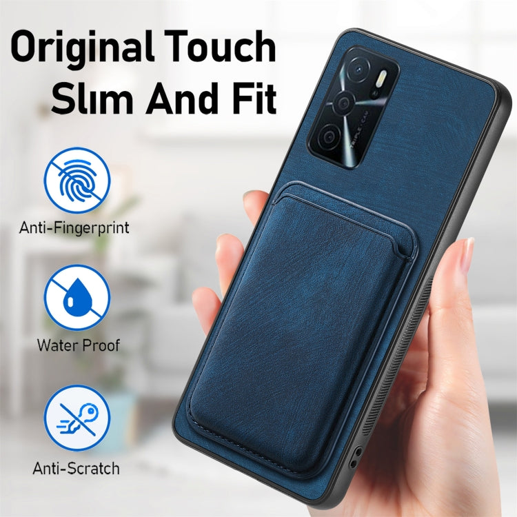 For OPPO A53 / A53S Retro Leather Card Bag Magnetic Phone Case(Blue) - OPPO Cases by buy2fix | Online Shopping UK | buy2fix