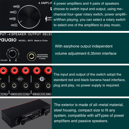B070 4 Input 4 Ooutput Power Amplifier Speaker Selector Switcher Speaker Comparator -  by buy2fix | Online Shopping UK | buy2fix