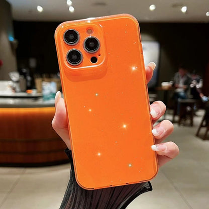 For iPhone 16 Pro Jelly Glitter Solid Color TPU Phone Case(Orange) - iPhone 16 Pro Cases by buy2fix | Online Shopping UK | buy2fix