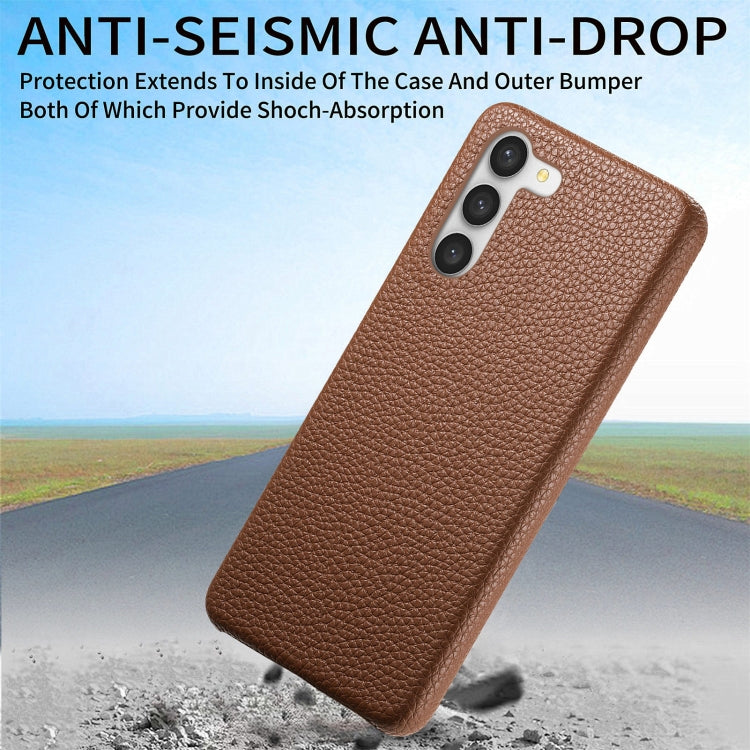 For Samsung Galaxy S23+ 5G Litchi Oil Edge Leather Back Phone Case(Brown) - Galaxy S23+ 5G Cases by buy2fix | Online Shopping UK | buy2fix