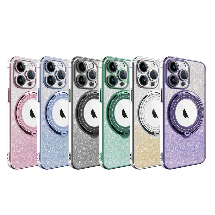 For iPhone 11 Rotation MagSafe Holder Gradient Glitter TPU Phone Case(Night Purple) - iPhone 11 Cases by buy2fix | Online Shopping UK | buy2fix