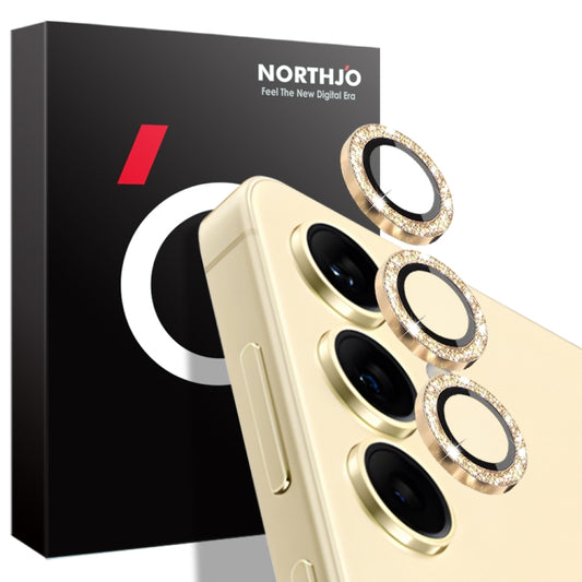 For Samsung Galaxy S24 5G NORTHJO Camera Lens Bling Glitter Metal Ring Tempered Glass Film(Gold) - Galaxy S24 5G Tempered Glass by NORTHJO | Online Shopping UK | buy2fix