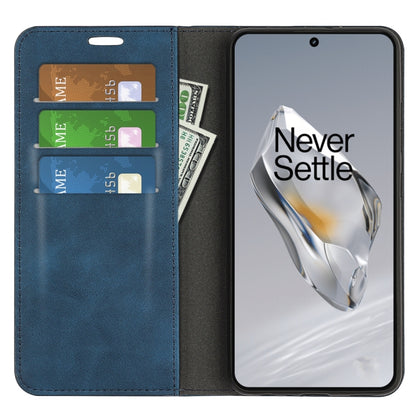 For OnePlus 12 Retro-skin Magnetic Suction Leather Phone Case(Dark Blue) - OnePlus Cases by buy2fix | Online Shopping UK | buy2fix